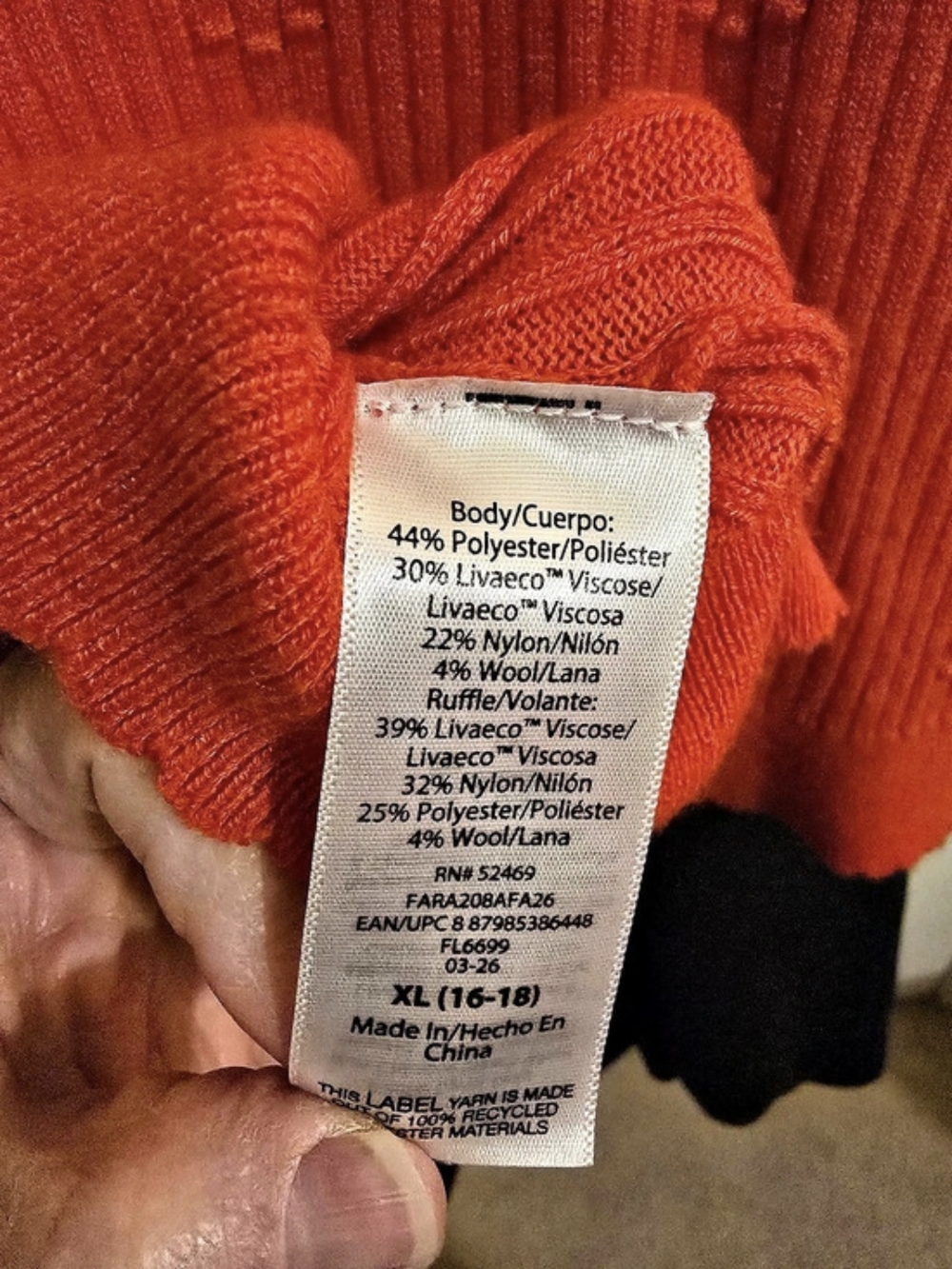 Free Assembly Ribbed Ruffle Tank in Orange Size XL Like New - Picture 5 of 7